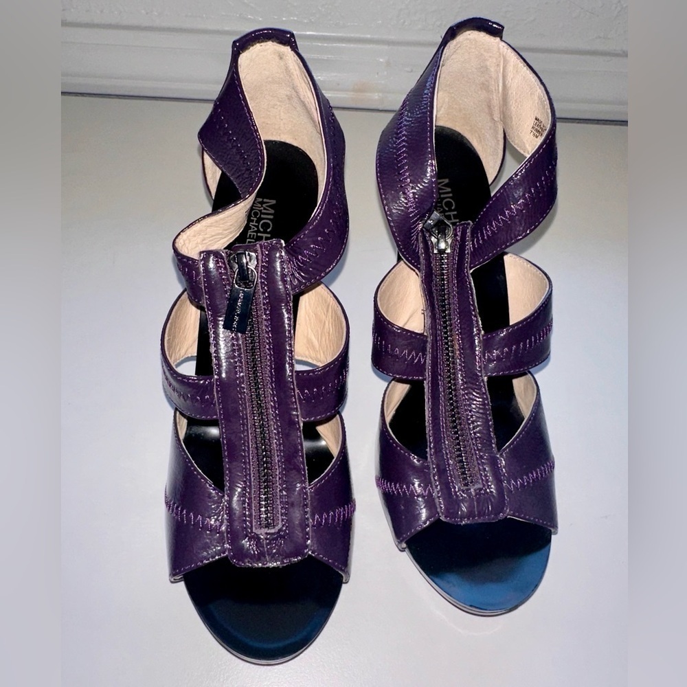 Michael Kors Purple Patent Leather Strappy Heels - Size 7.5